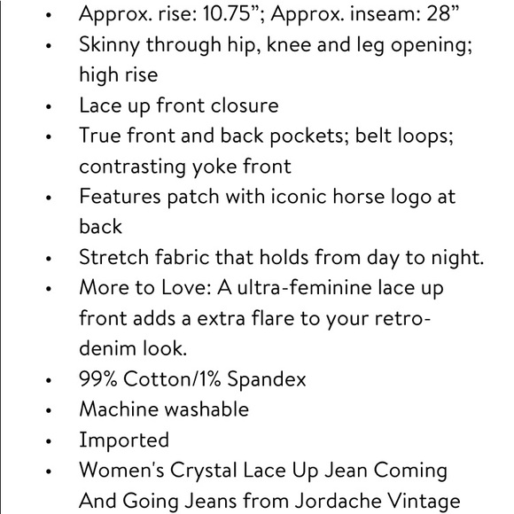 NWT! Jordache Vintage Crystal Lace Up Jeans - Picture 7 of 7